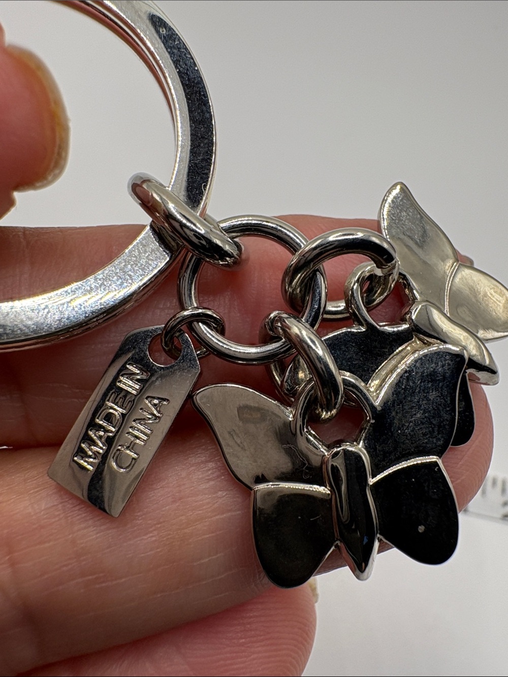 COACH Pink and Yellow Mini Butterfly Charm Key Ring - Picture 3 of 3